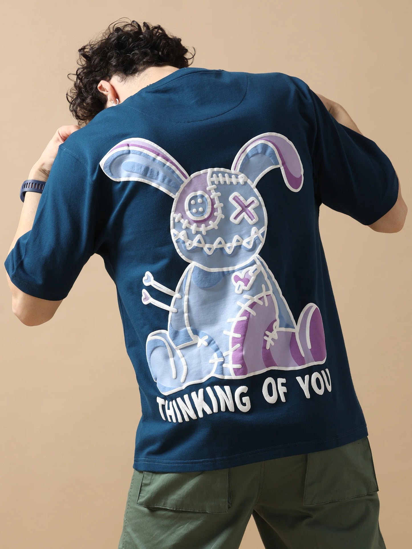 Navy Oversized T Shirt Featuring Voodoo Doll Print for Casual and Streetwear Looks
