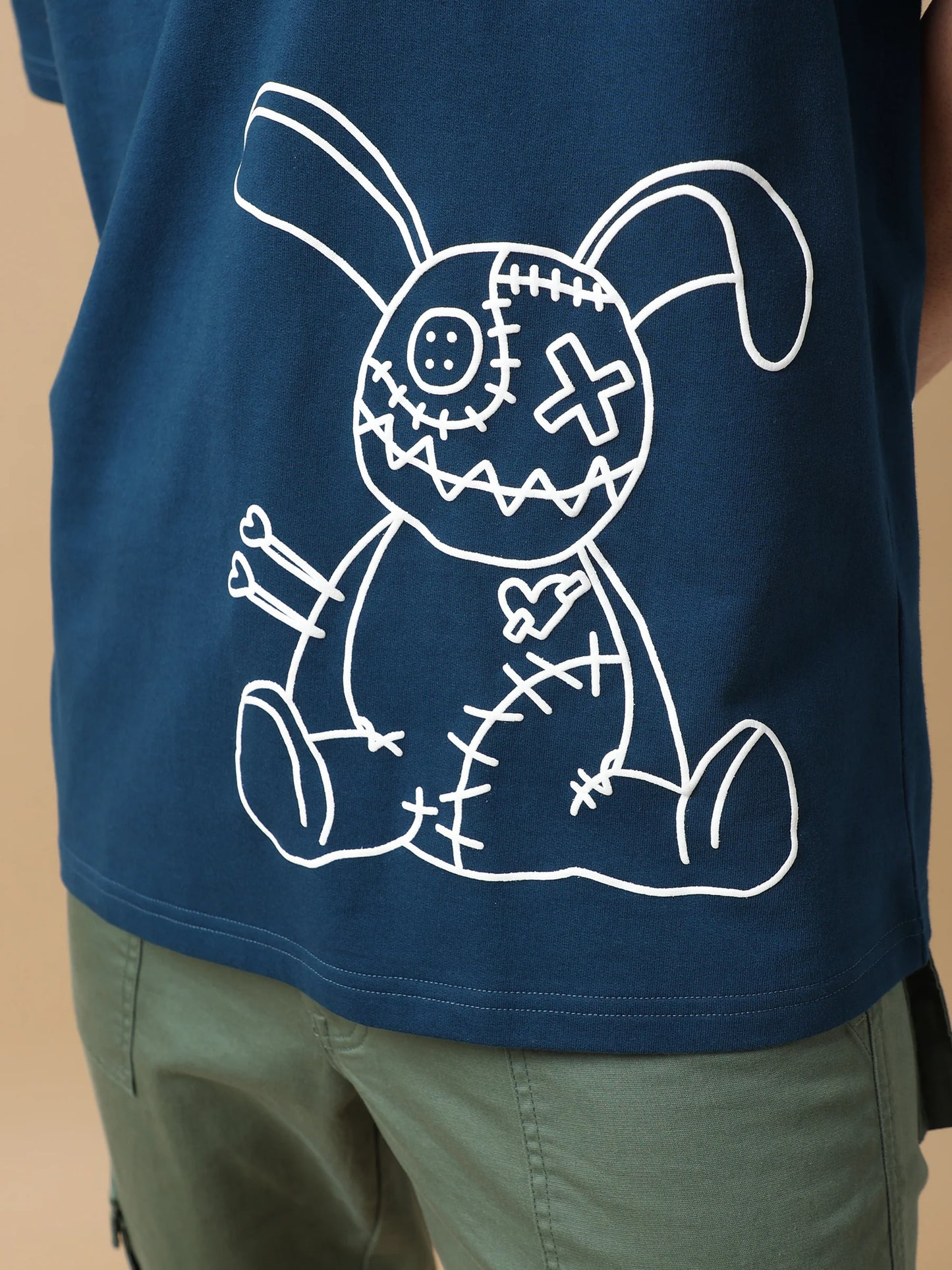 Navy Oversized T Shirt Featuring Voodoo Doll Print for Casual and Streetwear Looks