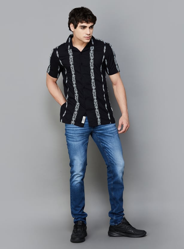 Premium Men’s Embroidered Slim Fit Moderno Shirt – Sleek and Stylish Wardrobe Essential for Modern Celebrations