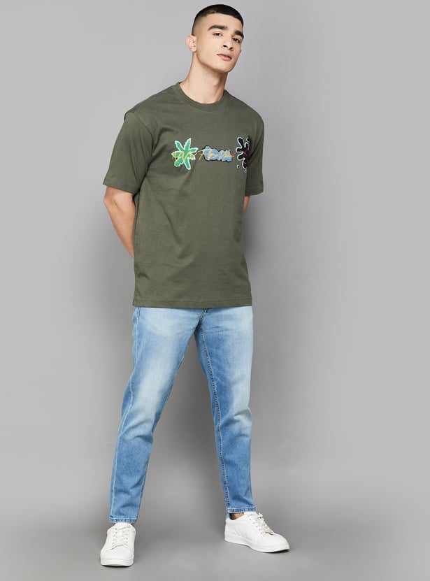 Washed Mankle Jeans Relax Tapered Fit Durable Casual Denim for Daily Wear