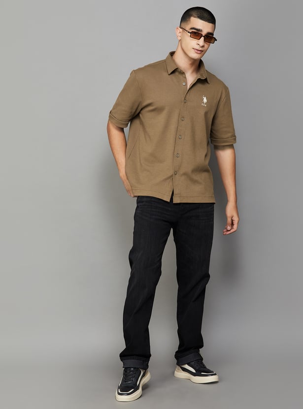 Elegant Men’s Regular Fit Textured Shirt – Comfortable Casual and Formal Blend for Work, Events, and Weekend Style