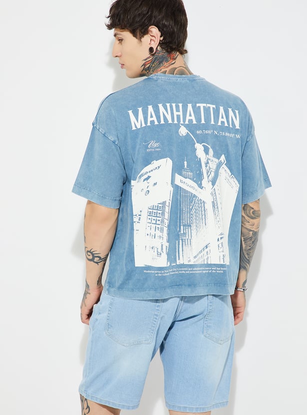 Comfortable Men’s Cotton Back Print Oversized Fit Everyday T-Shirt