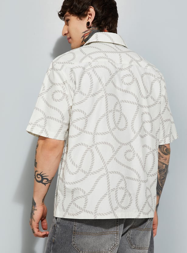 Contemporary Men’s Printed Relaxed Fit Shirt – Versatile Casual Wear for Parties, Vacations, and Day-to-Day Style