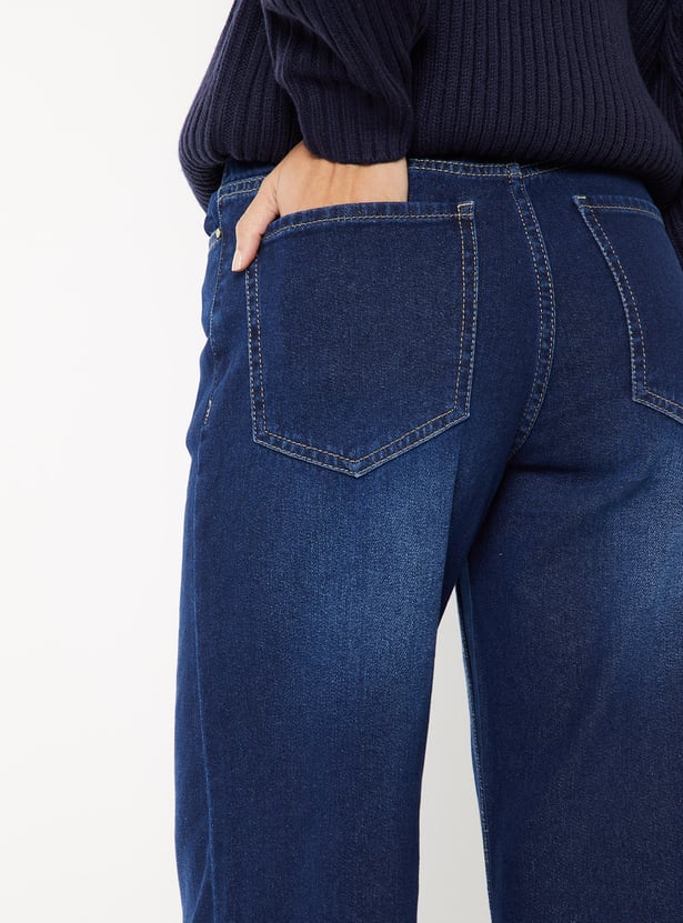Women's Washed High-Rise Wide-Leg Jeans – Relaxed Fit Denim with a Vintage
