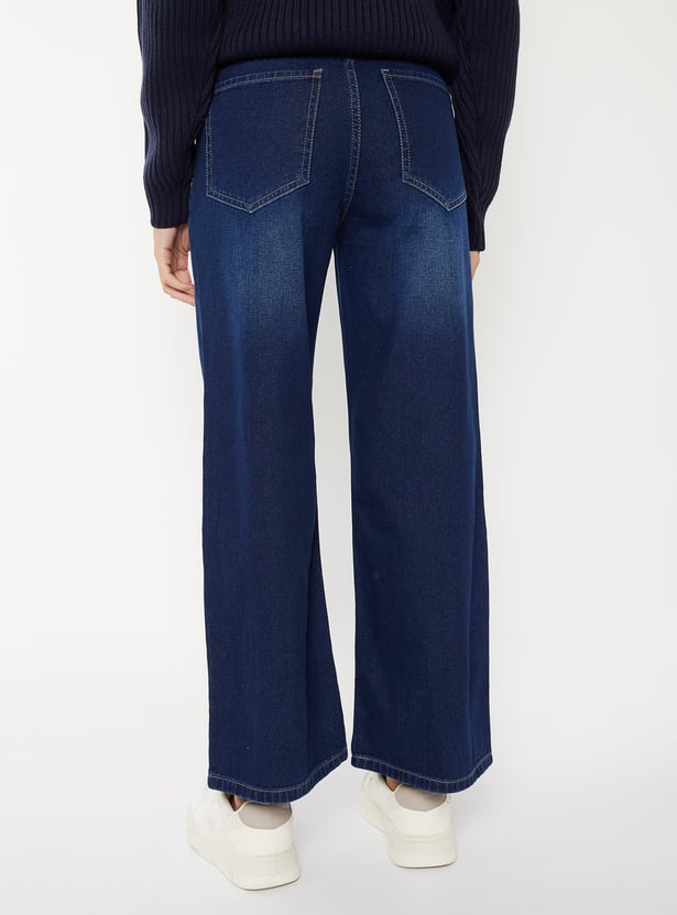 Women's Washed High-Rise Wide-Leg Jeans – Relaxed Fit Denim with a Vintage