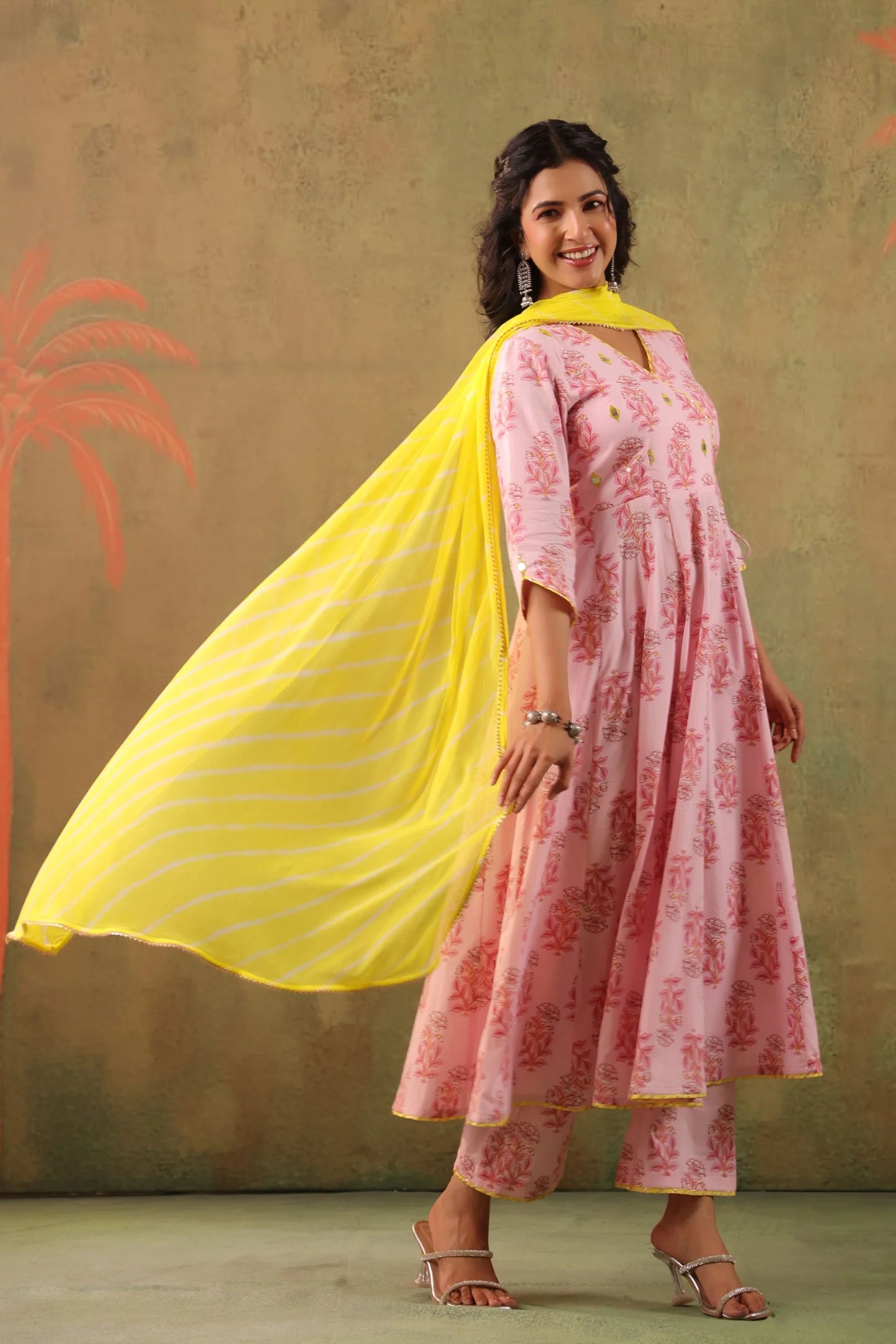 Designer Lemonade Pink Cotton Suit Set for Women Perfect for Office Festive Events and Cultural Gatherings