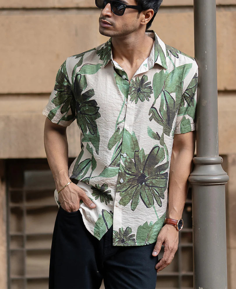 Designer Beige Floral Print Shirt for Women with Soft and Comfortable Material