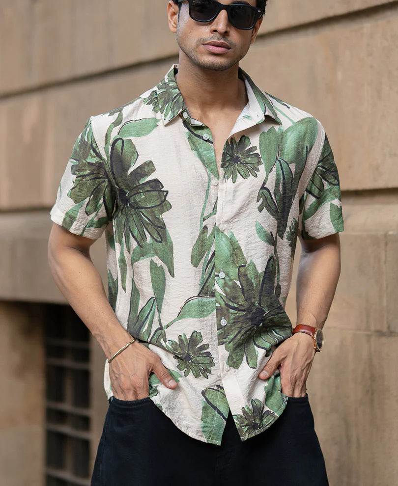 Designer Beige Floral Print Shirt for Women with Soft and Comfortable Material