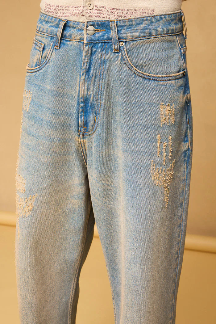 Comfortable Dust Storm Baggy Straight Leg Jeans for Men with Relaxed Fit