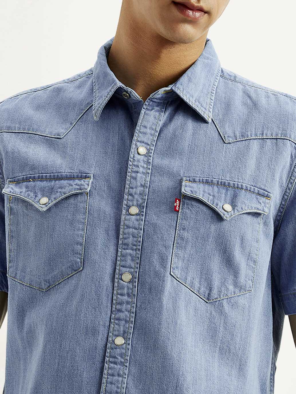 Stylish Men’s Solid Slim Fit Denim Shirt – Modern Casual and Semi-Formal Wear for Daily Comfort, Travel, and Weekend Outings