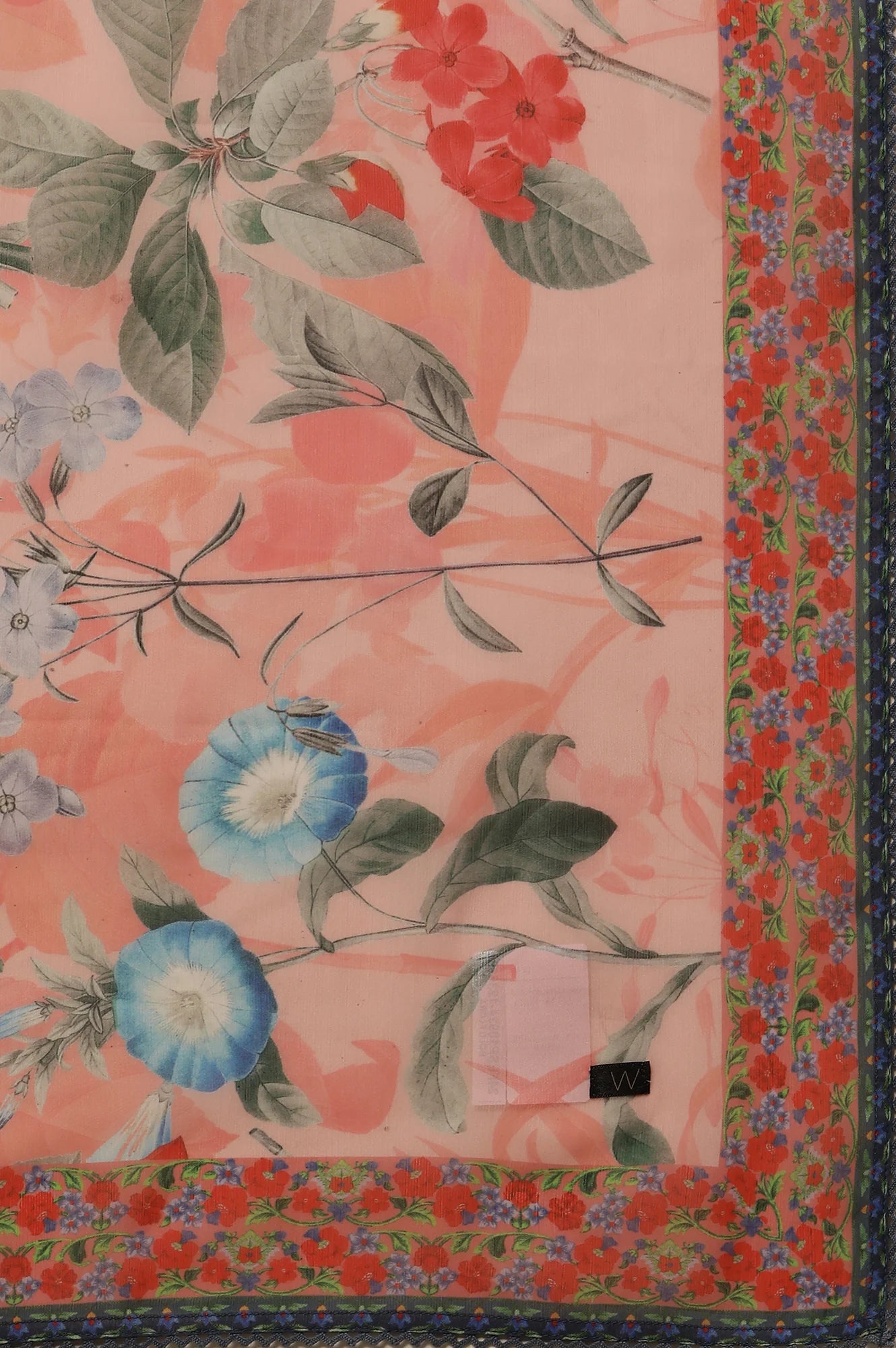 Peach Mock Layered Dress with Floral Print and Matching Dupatta – Stylish Contemporary Ethnic Ensemble for Weddings and Parties