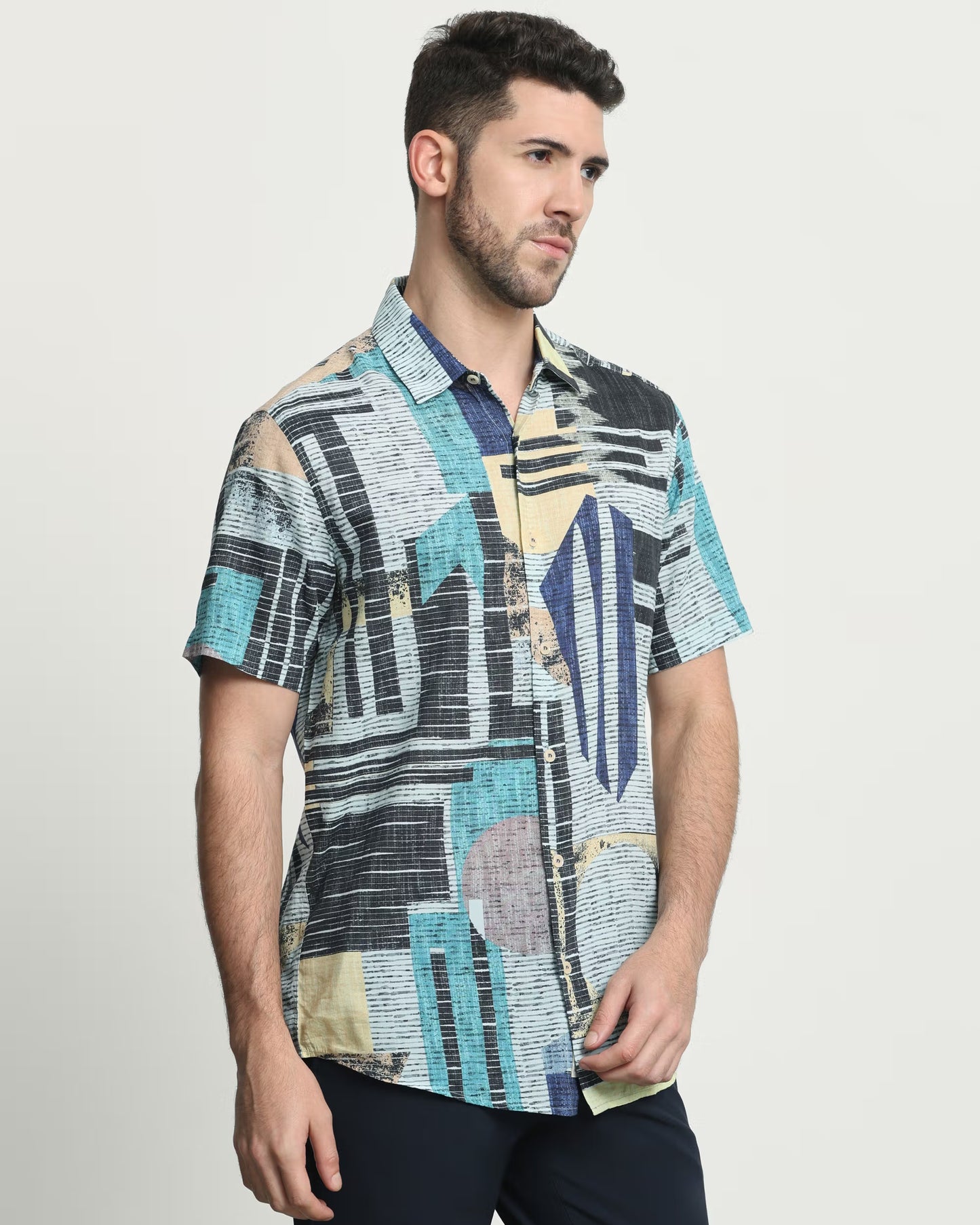 Men’s Casual Slim Fit Shirt with Multi Digital Print and Soft Fabric