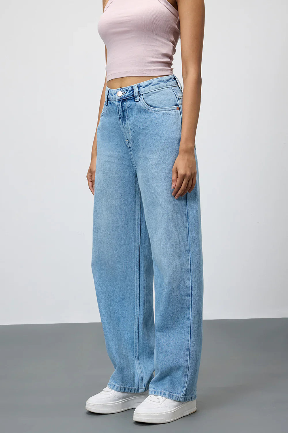Women's Periwinkle Blue Straight Jeans Classic Everyday Denim with Comfortable Fit and Soft Wash