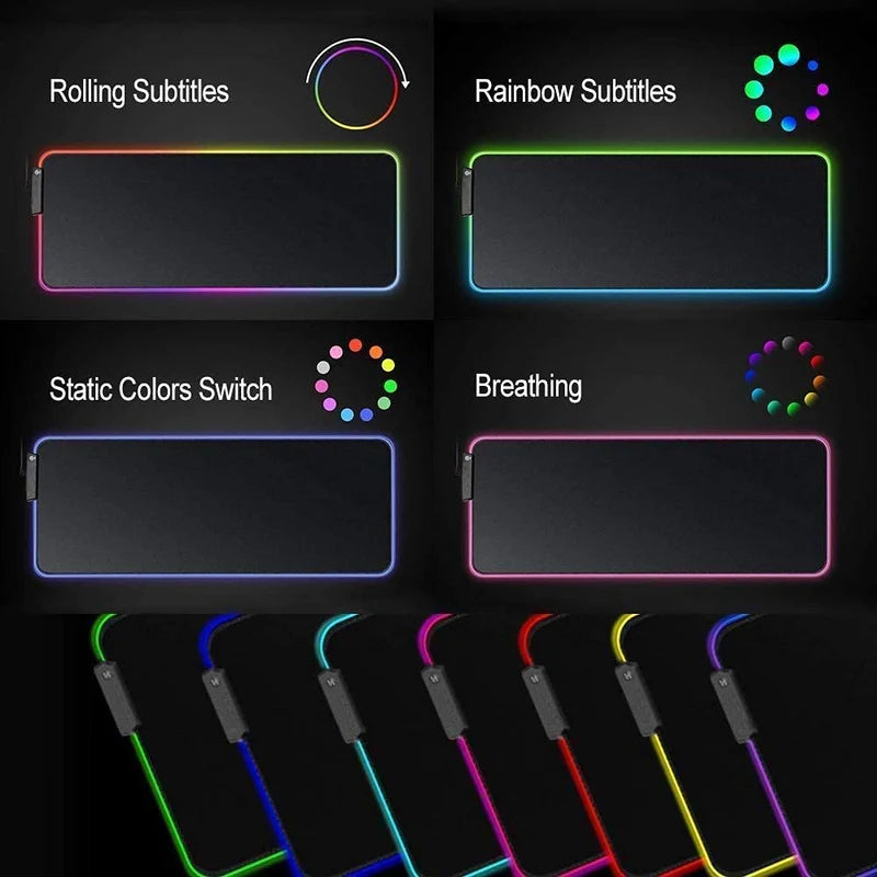 Rollable RGB LED Gaming Keyboard and Mouse Pad with Waterproof Design