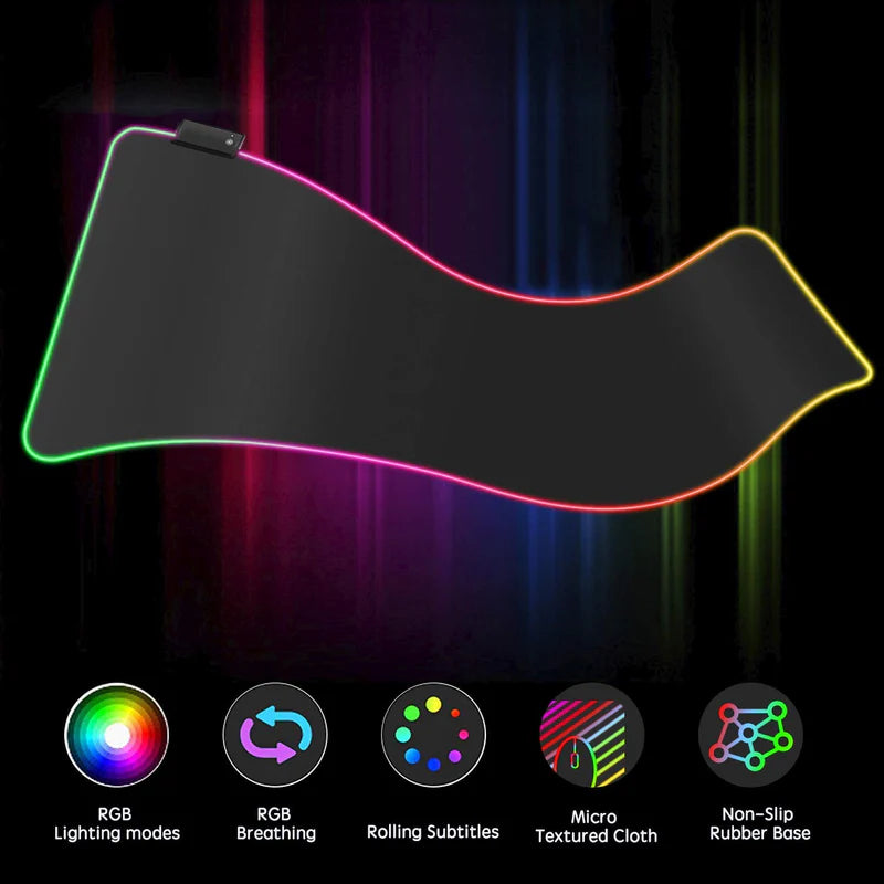 Rollable RGB LED Gaming Keyboard and Mouse Pad with Waterproof Design