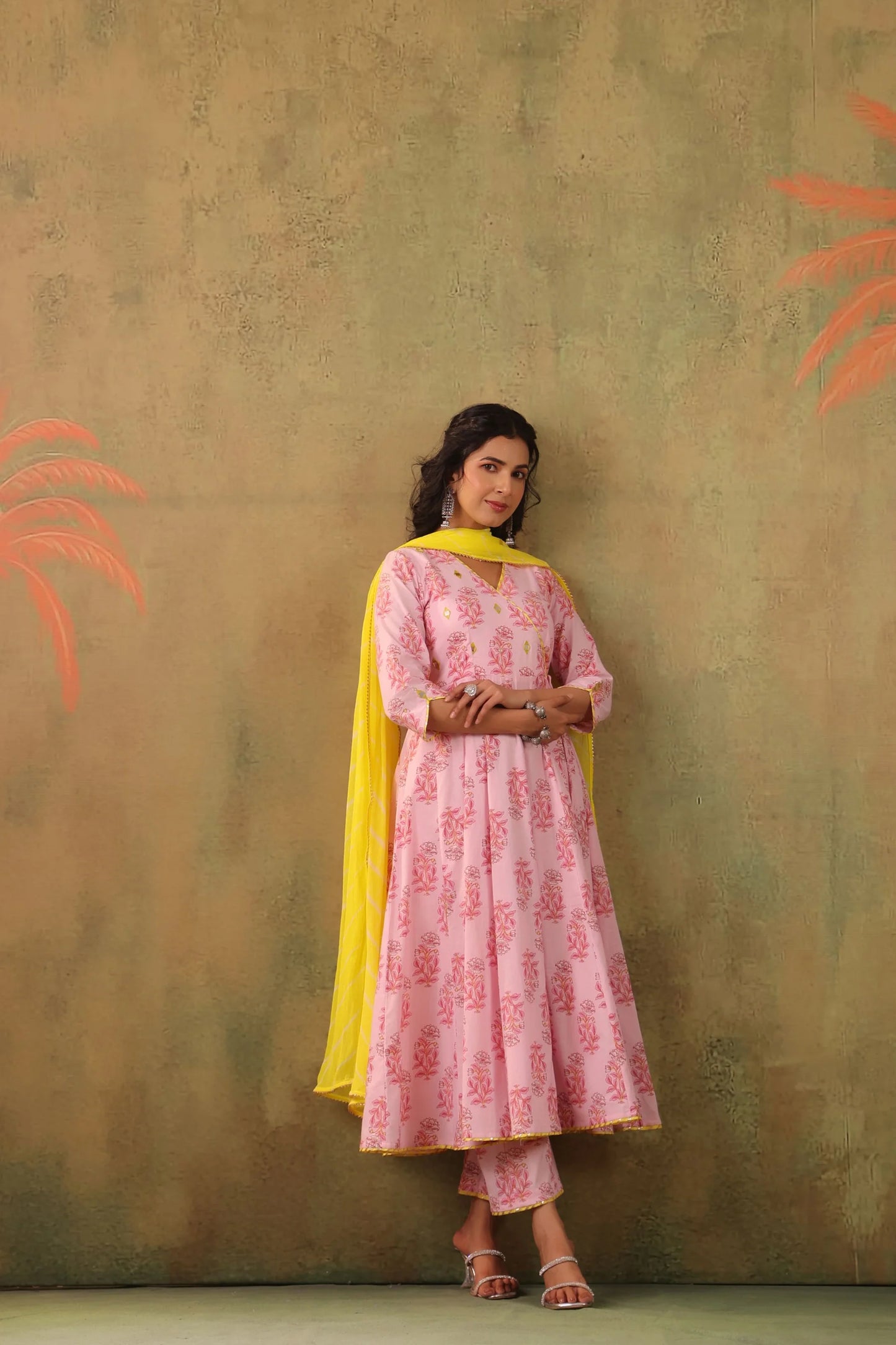 Designer Lemonade Pink Cotton Suit Set for Women Perfect for Office Festive Events and Cultural Gatherings