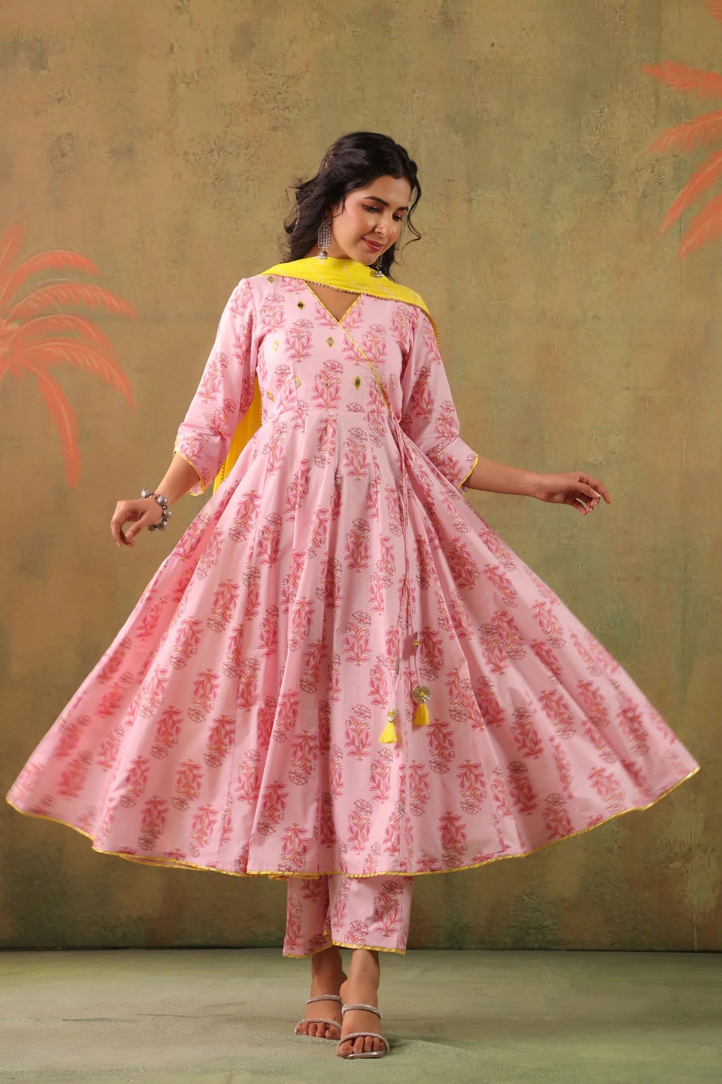 Designer Lemonade Pink Cotton Suit Set for Women Perfect for Office Festive Events and Cultural Gatherings