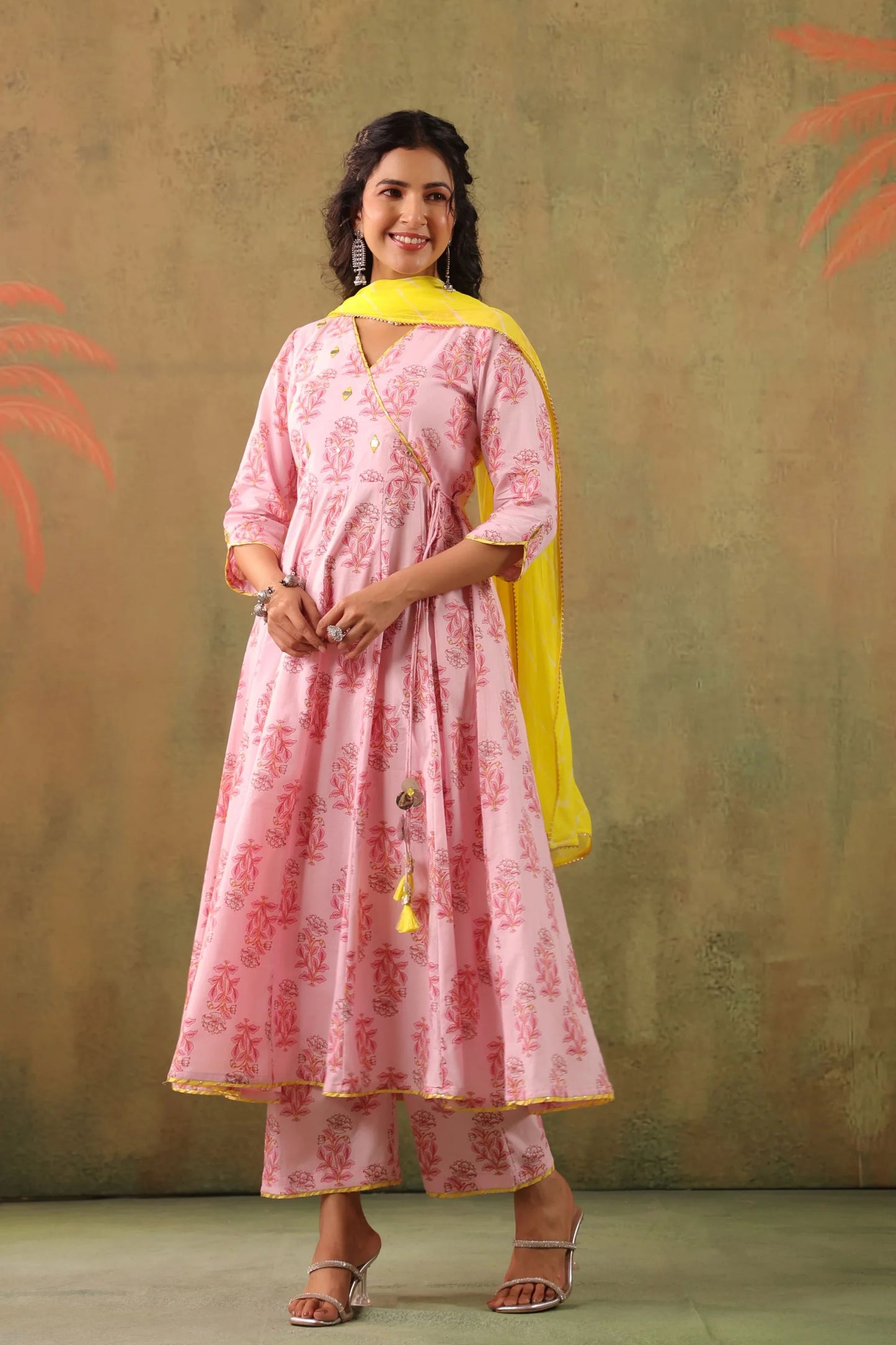 Designer Lemonade Pink Cotton Suit Set for Women Perfect for Office Festive Events and Cultural Gatherings