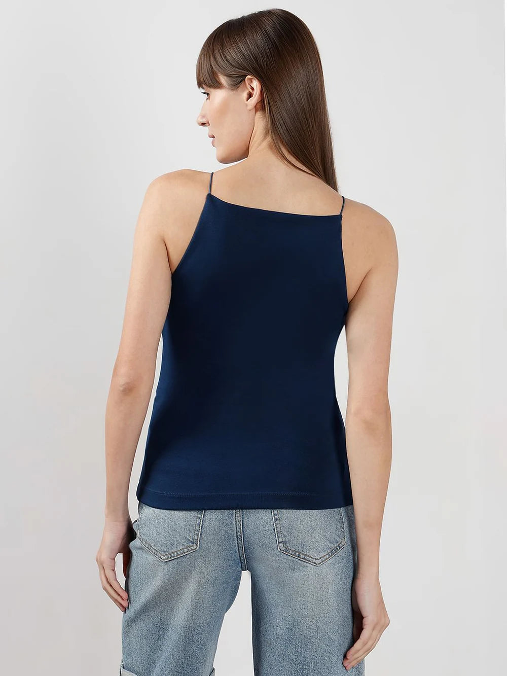 Trendy Blue Incut Fitted Top for Women with Comfortable and Body-Flattering Fit