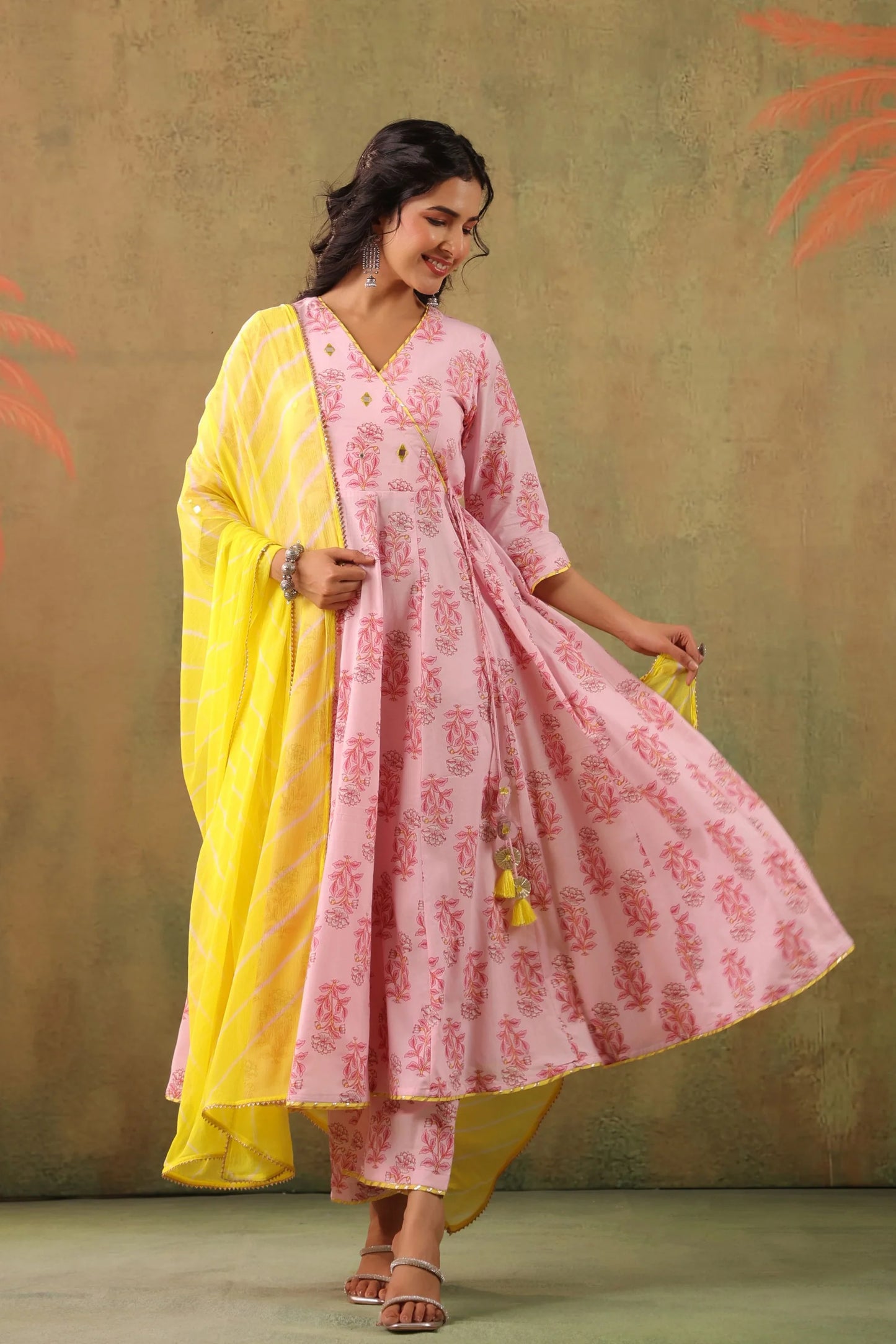 Designer Lemonade Pink Cotton Suit Set for Women Perfect for Office Festive Events and Cultural Gatherings
