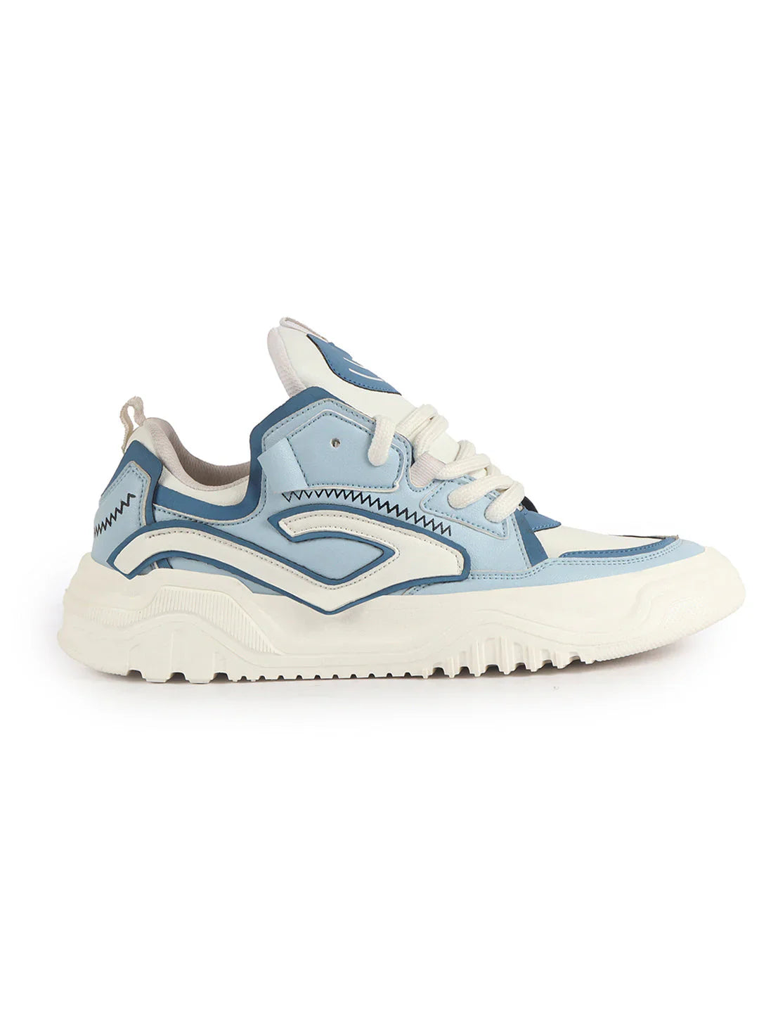 Stylish Men’s Blue Colorblock Mid Top Chunky Sneakers Comfortable Lace Up Shoes for Running Gym and Daily Outfits