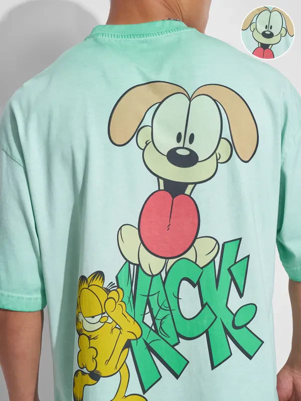 Stylish Men’s Round Neck Oversized T-Shirt Featuring Garfield Print