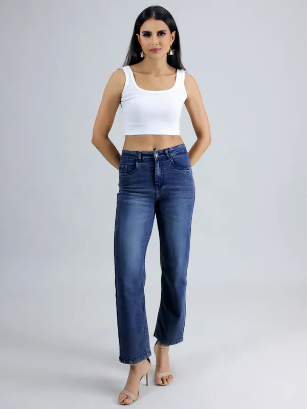 Blue Basic Denim Jeans with Simple and Versatile Style for Daily Outfits