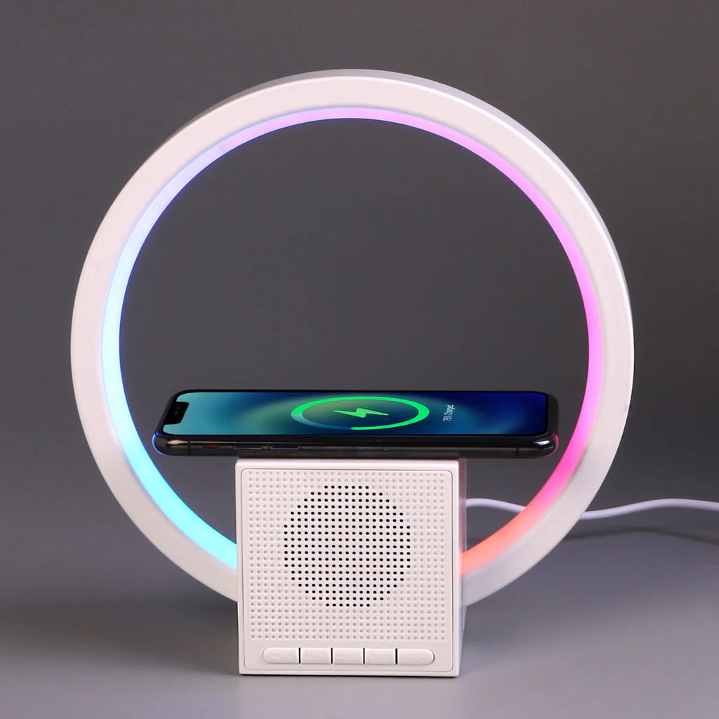 LED Lamp with Wireless Charging and Bluetooth Speaker