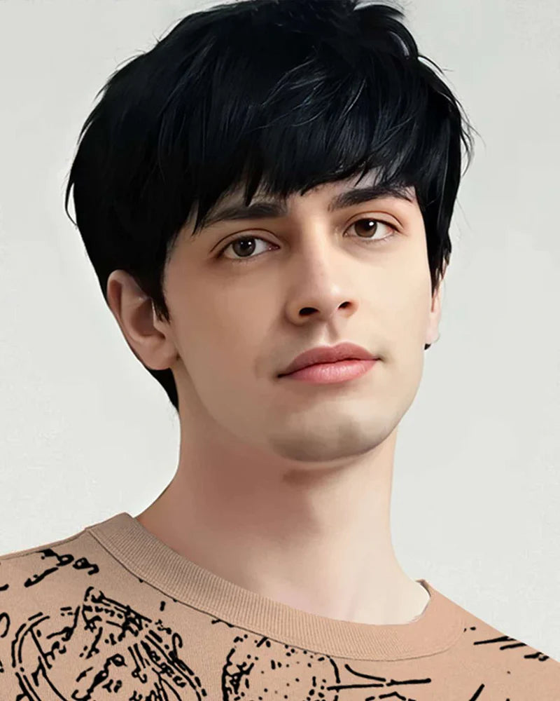 Trendy Mens Beige Oversized T shirt with Unique All Over Printed Design for Casual Wear