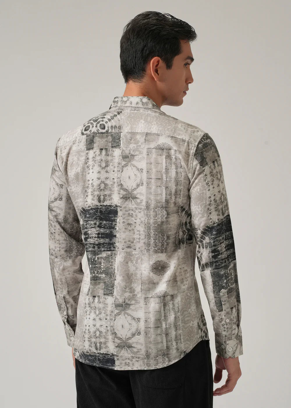 Stylish Tan Brown Abstract Pattern Shirt for Men in Cotton Fabric