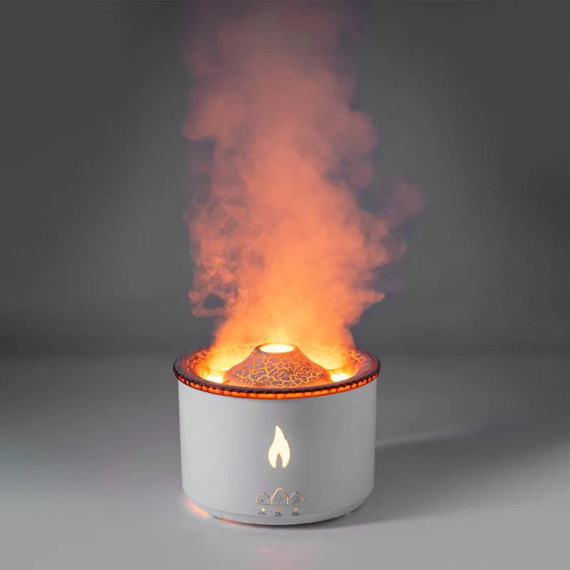 Decorative Volcano Humidifier and Essential Oil Diffuser with Flame Effect and Auto Shut-Off