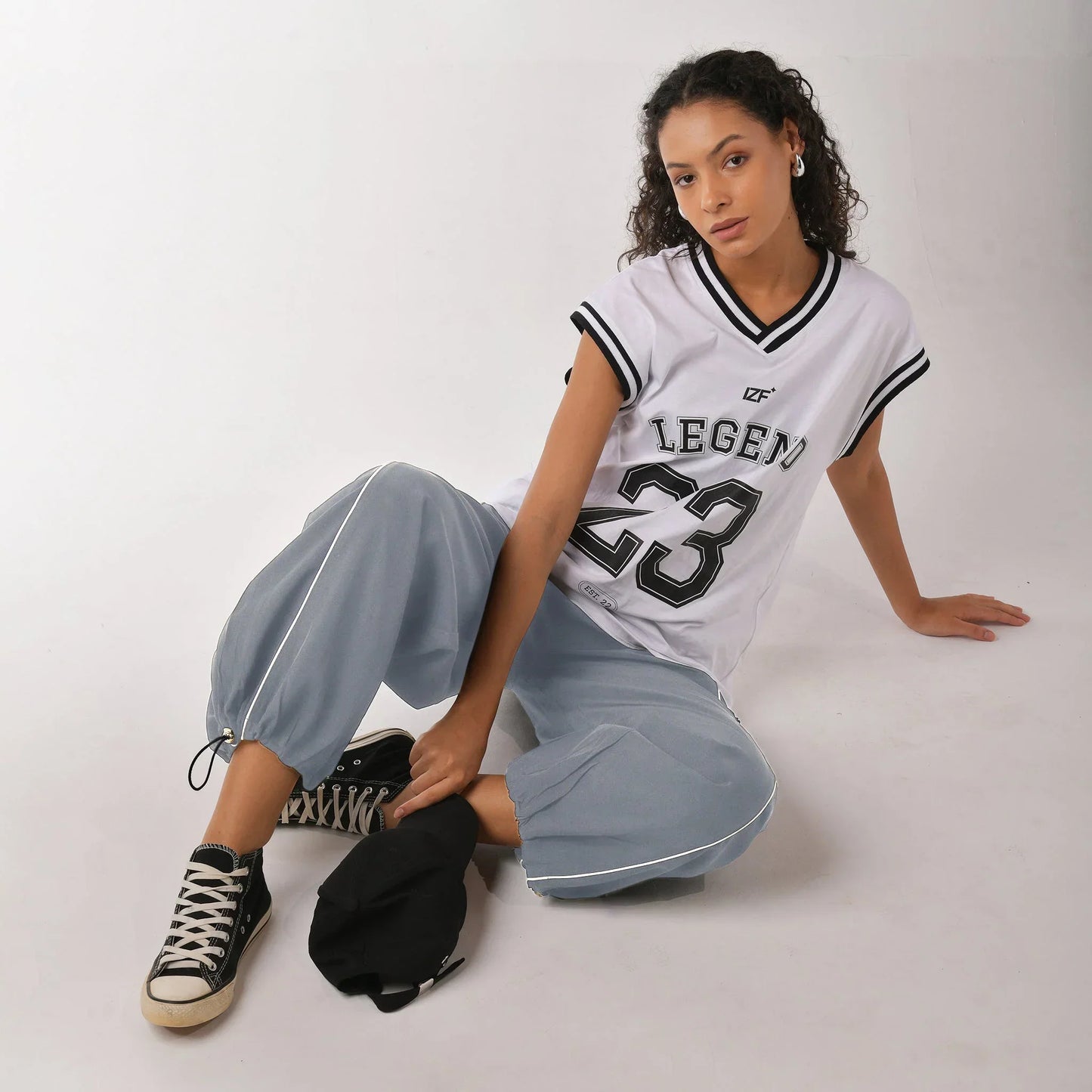 Parachute Style Pants for Women Featuring Contrast Piping and Lightweight Fabric