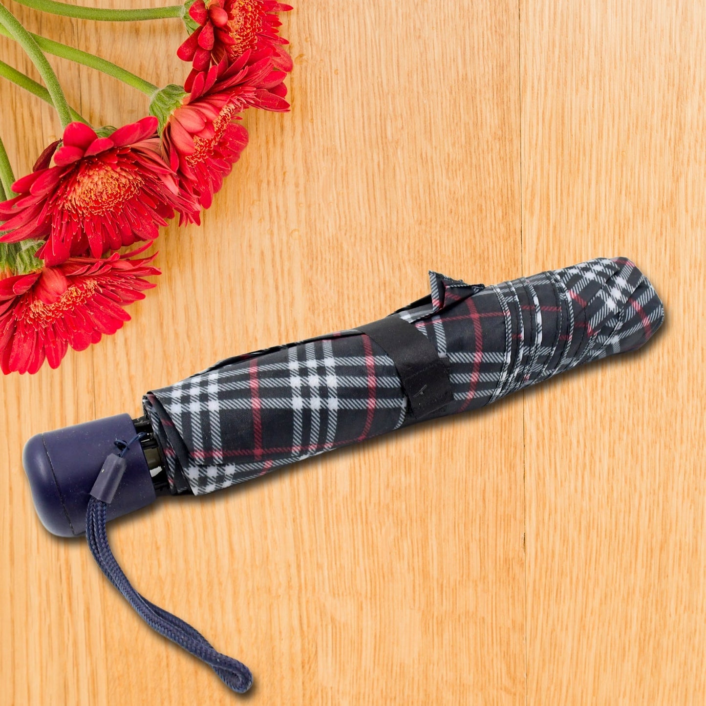 3-fold Sun Rain Protective Solid Foldable Umbrella (1 Pc)