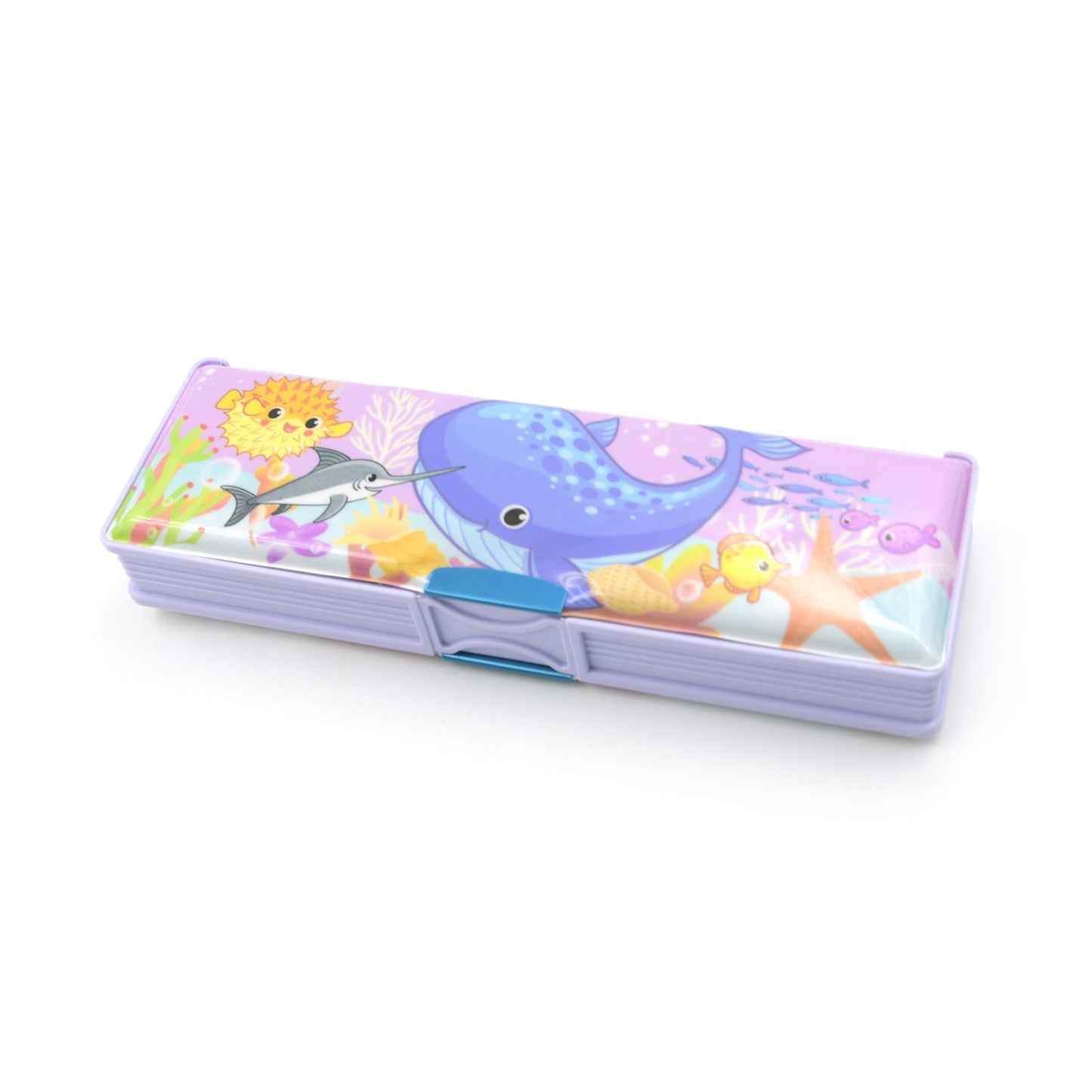 4138 Multipurpose Compass Box Plastic Double Deck Pencil Case With 2 Compartments Supplies Utility Box Storage Organizer Pencil Box For School Cartoon Printed Pencil Case For Kids Birthday Gift For Girls Boys