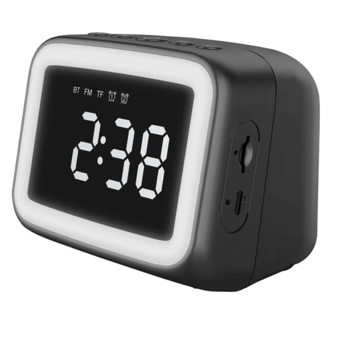 Portable Bluetooth Speaker With Built-In Alarm Clock and USB Charging Port