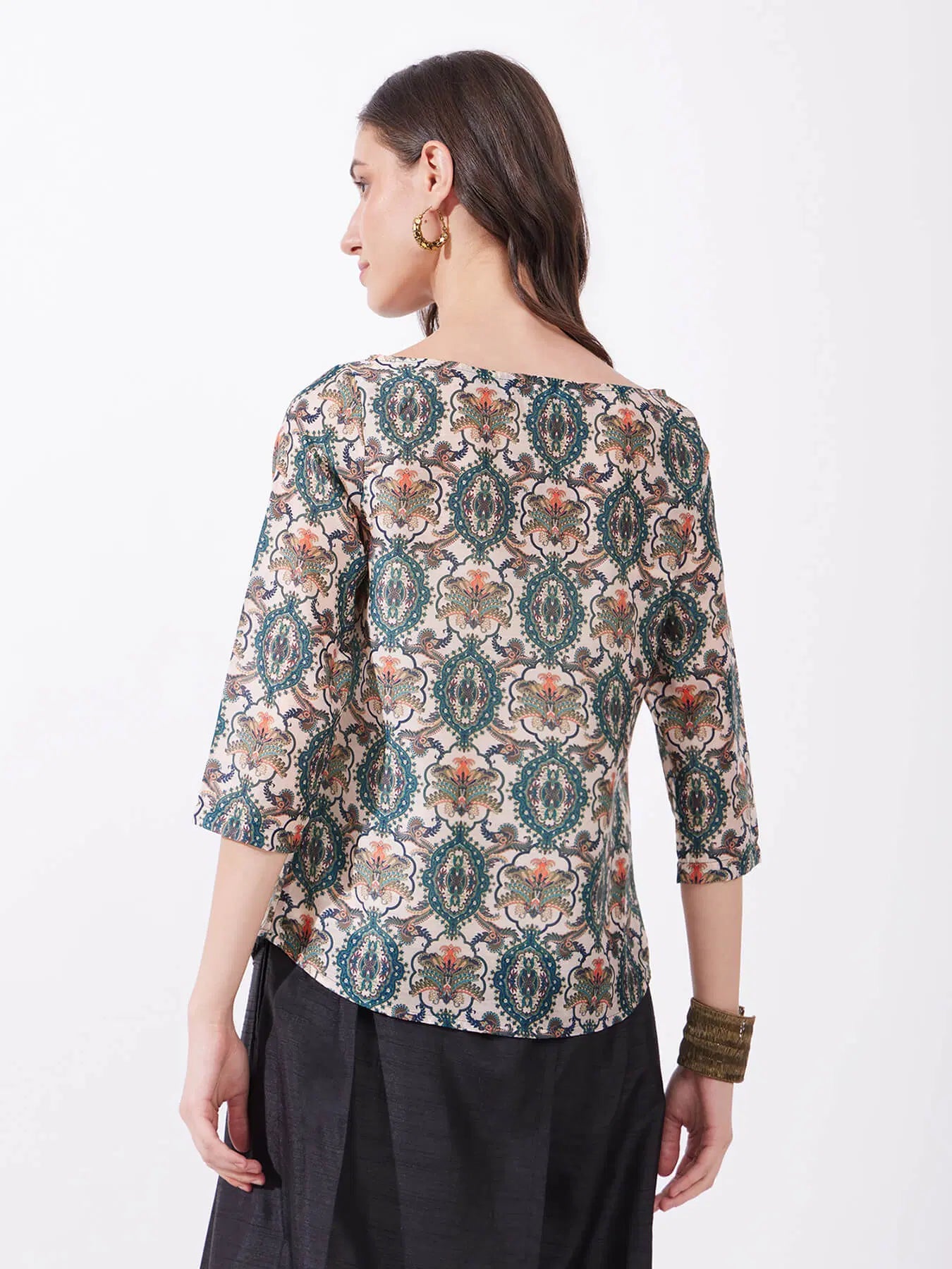 Fashionable Chanderi Top in Multicolour with Boat Neck for Ethnic and Casual Outfits
