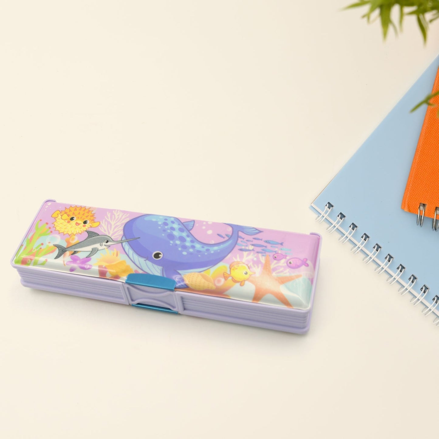 4138 Multipurpose Compass Box Plastic Double Deck Pencil Case With 2 Compartments Supplies Utility Box Storage Organizer Pencil Box For School Cartoon Printed Pencil Case For Kids Birthday Gift For Girls Boys