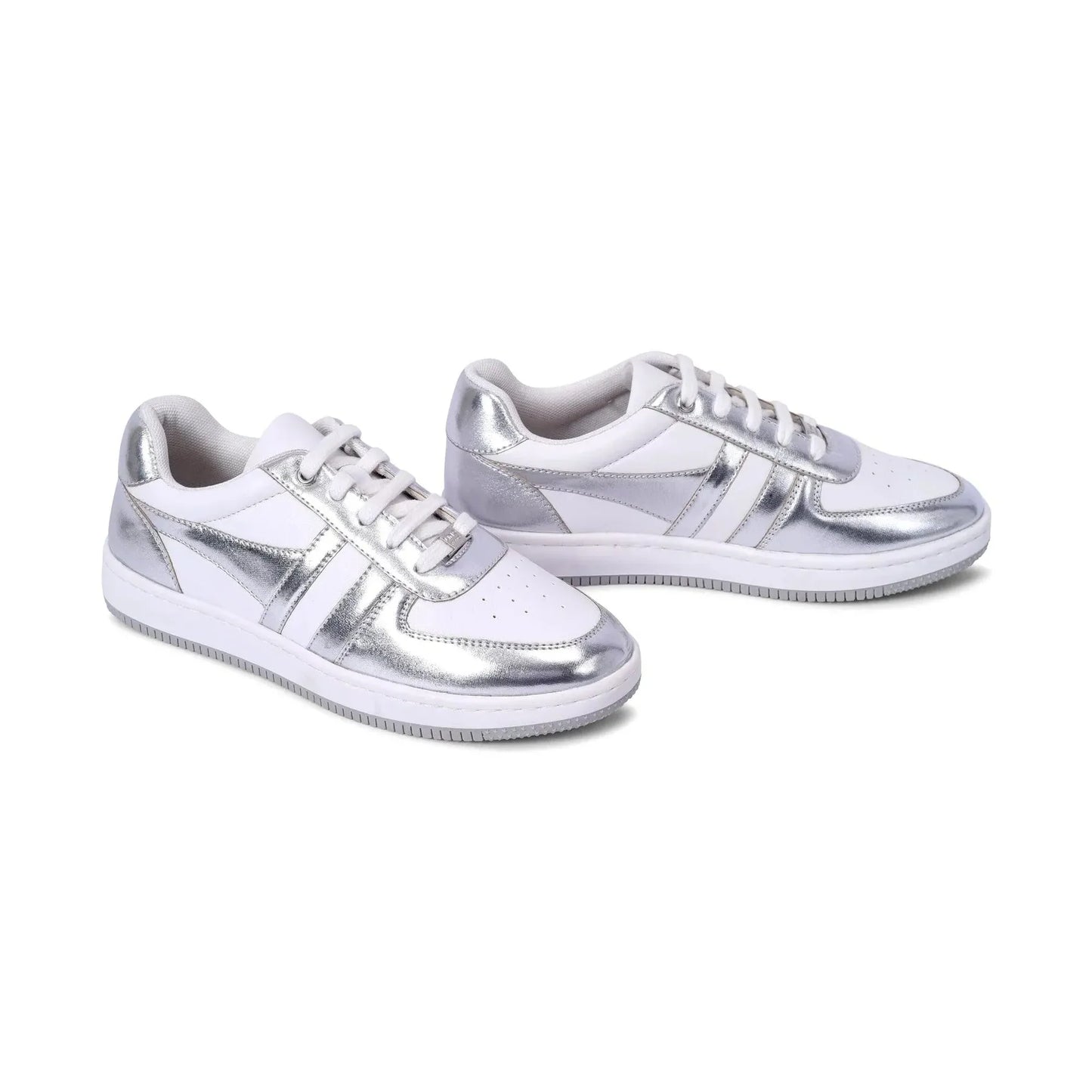 Duo Silver Sneakers Durable Sneakers for Women with Cushioned Sole for All-Day Comfort
