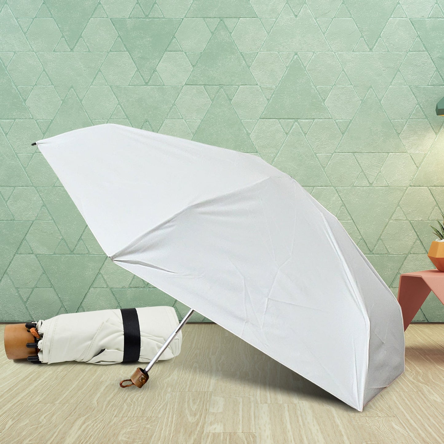 3-fold Sun Rain Protective Solid Foldable Umbrella (1 Pc)
