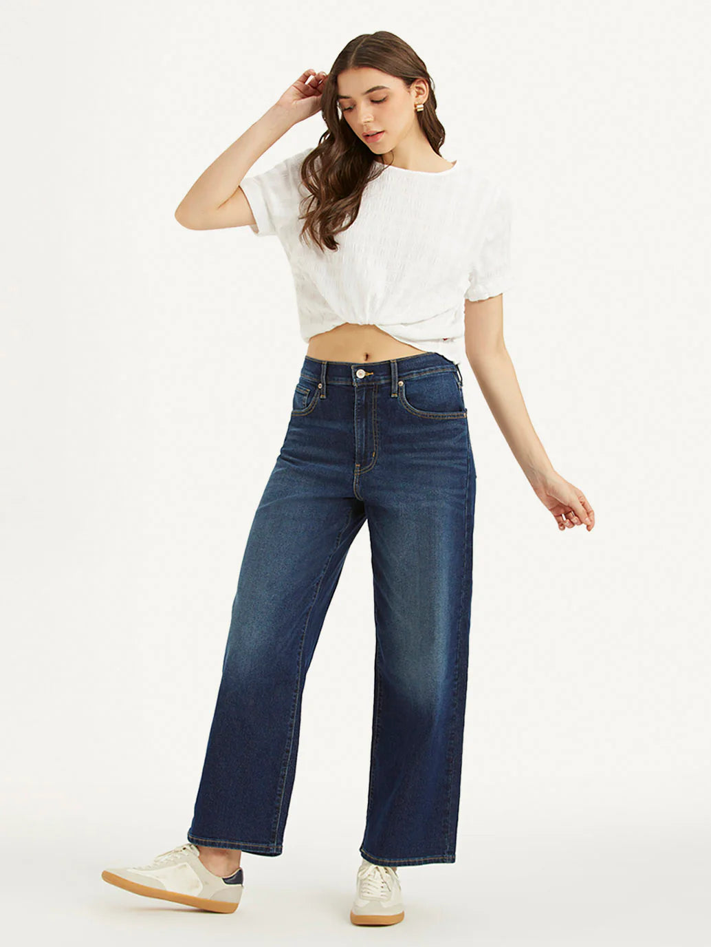 Stylish Women’s Blue High Waist Wide Leg Denim Jeans for Everyday Wear