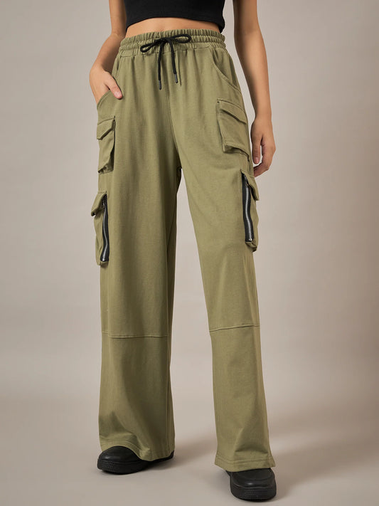 Olive Relaxed Baggy Fit Pants Crafted for Comfort and Effortless Styling