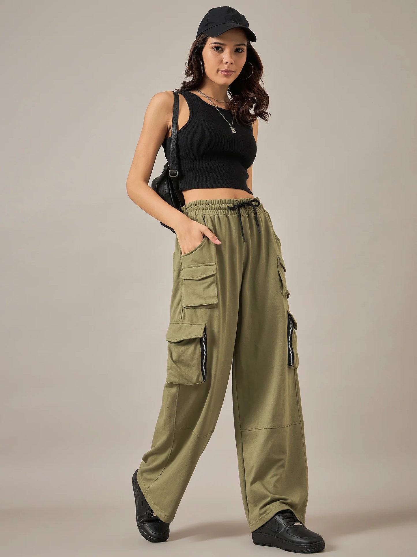 Olive Relaxed Baggy Fit Pants Crafted for Comfort and Effortless Styling