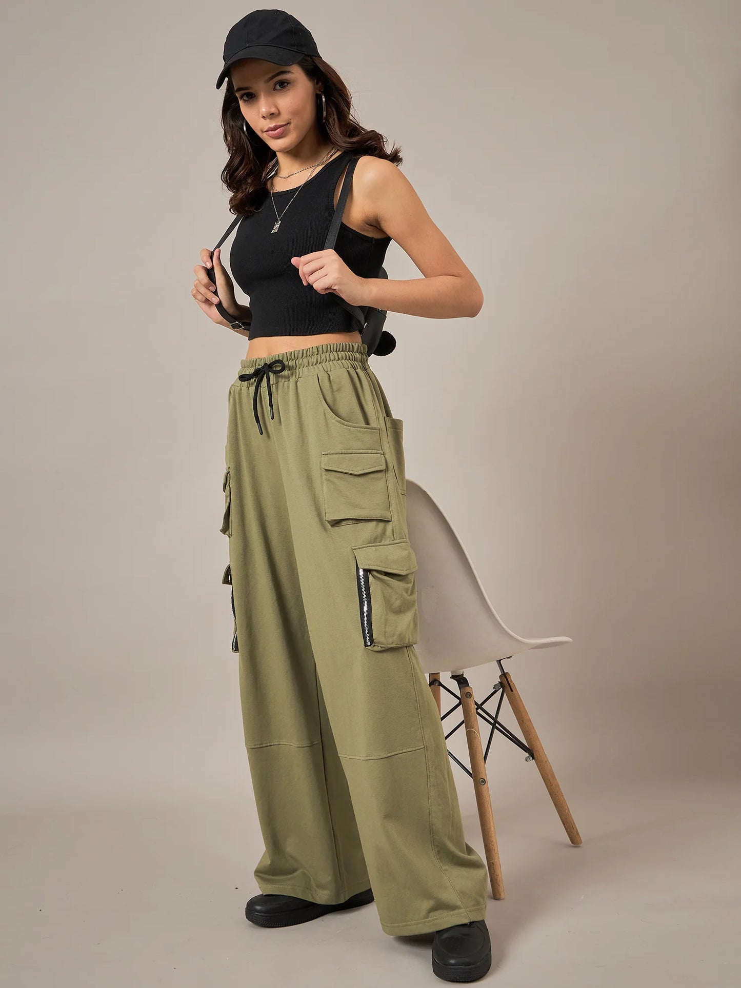 Olive Relaxed Baggy Fit Pants Crafted for Comfort and Effortless Styling