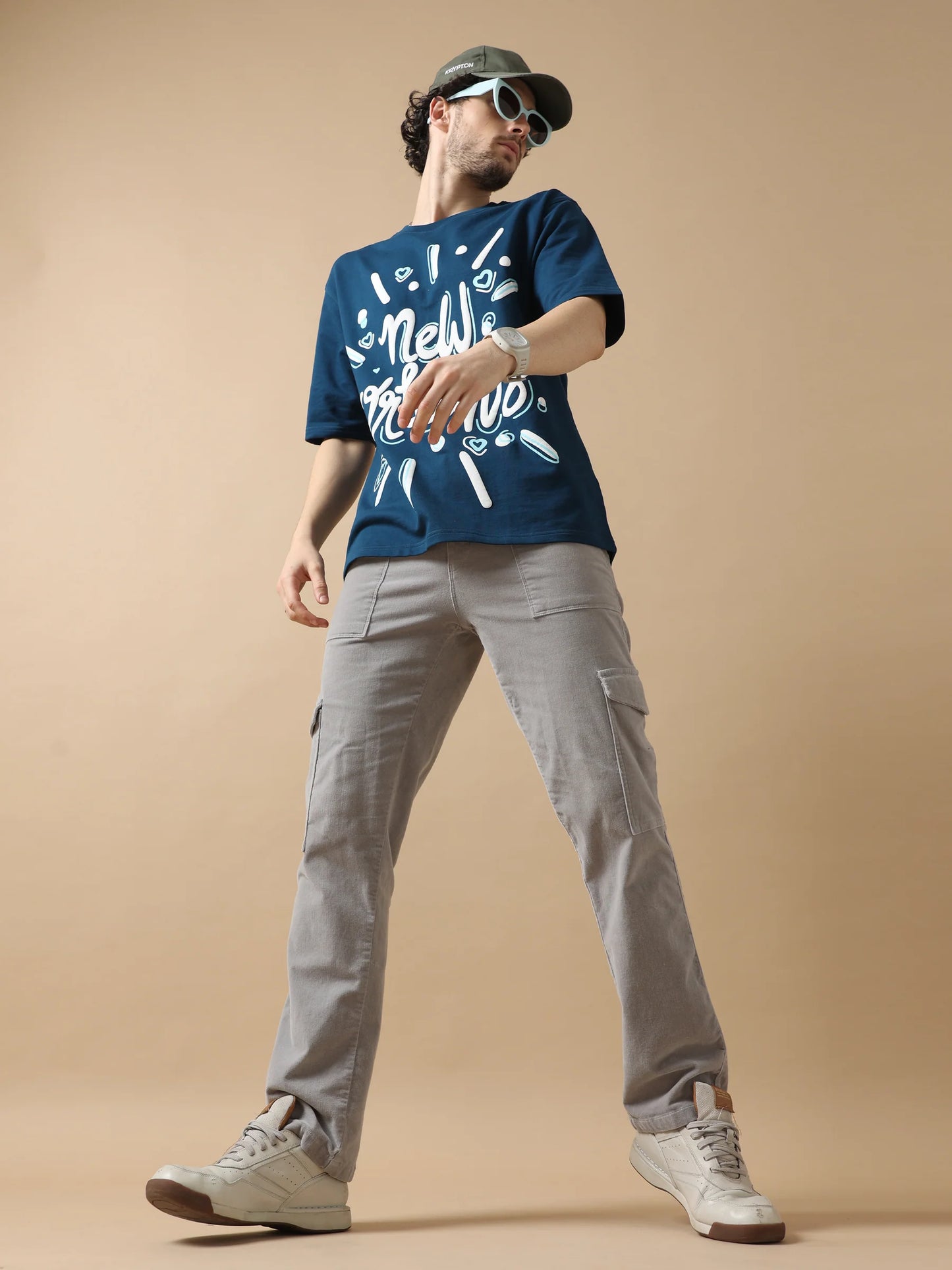 Navy Oversized T-Shirt with New Orleans Inspired Graphic and Comfortable Casual Fit