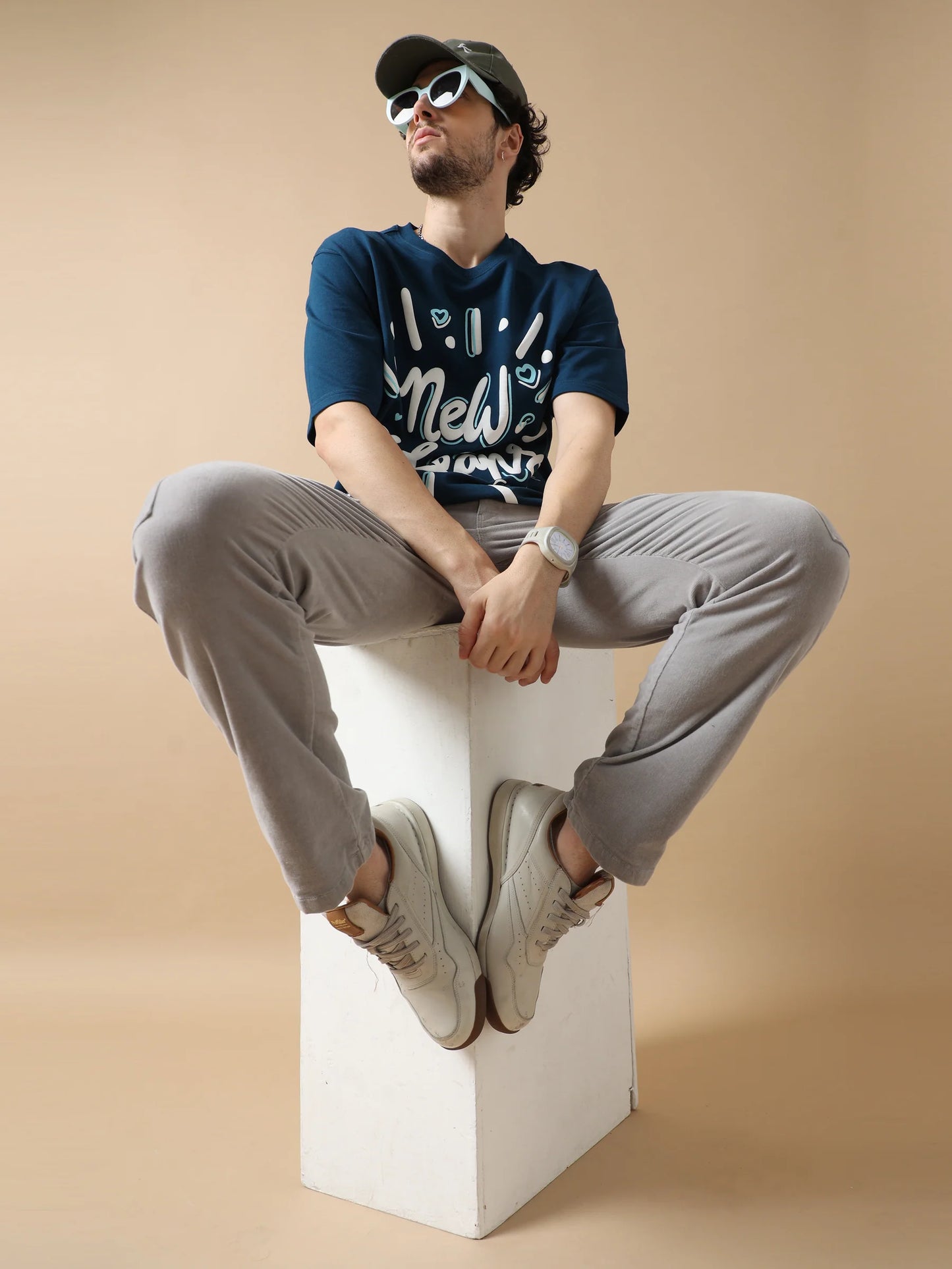 Navy Oversized T-Shirt with New Orleans Inspired Graphic and Comfortable Casual Fit