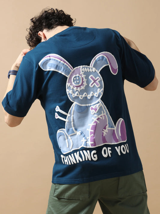 Navy Oversized T Shirt Featuring Voodoo Doll Print for Casual and Streetwear Looks