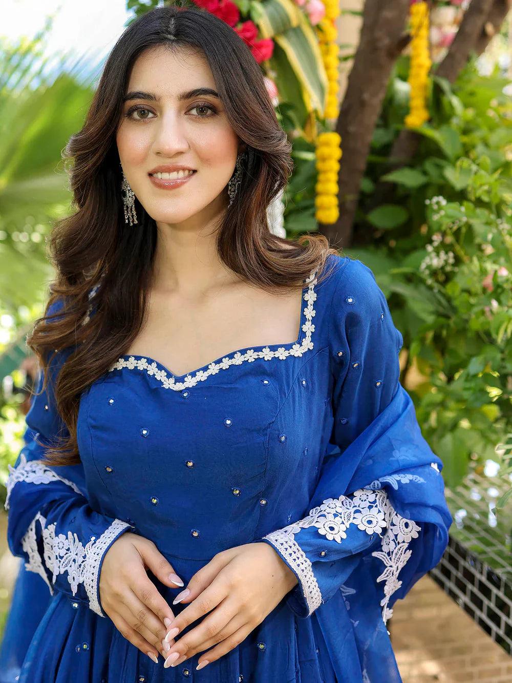Charming Blue Mirror Anarkali Kurti Set for Party & Occasion Wear
