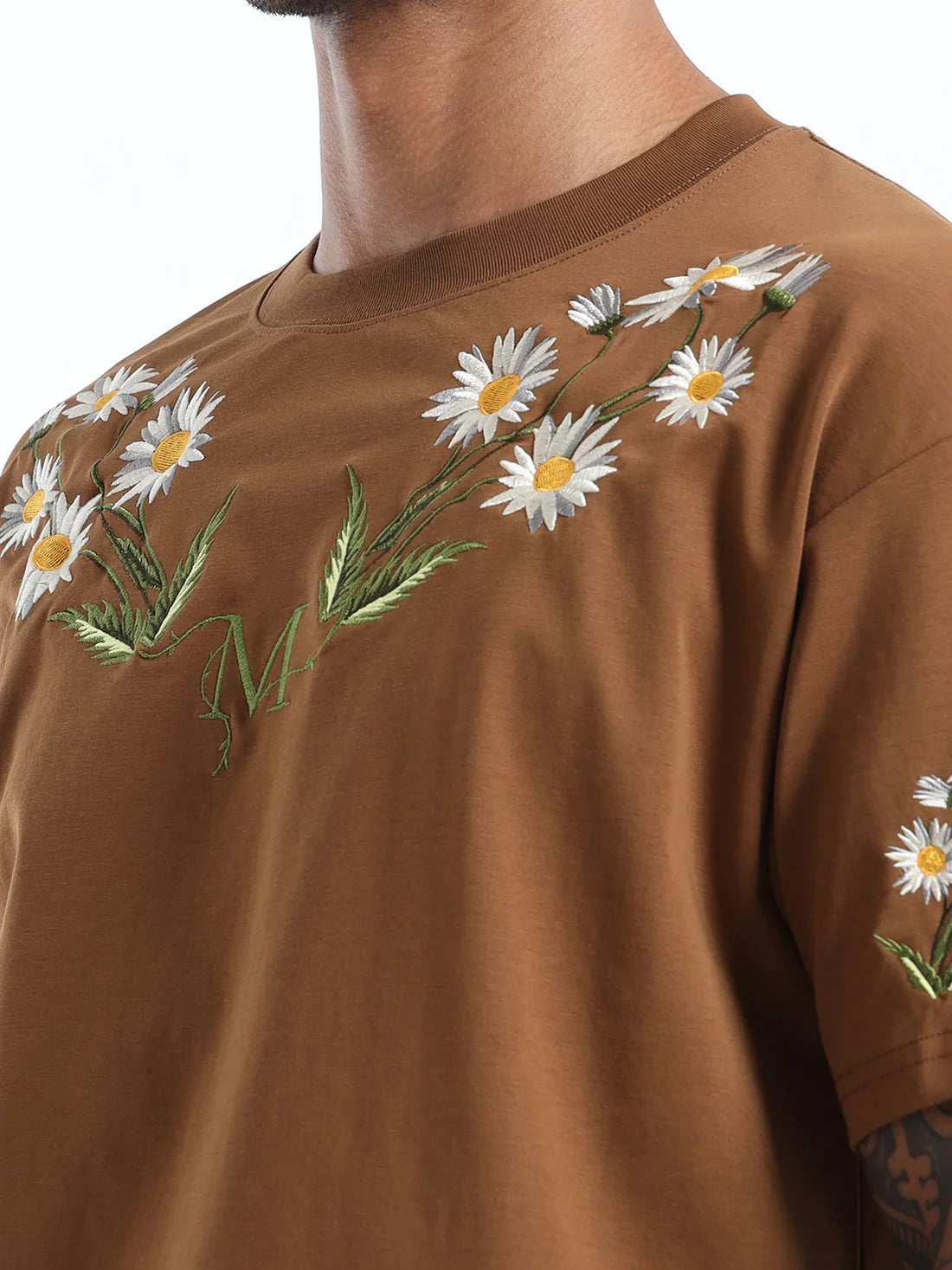 Mens Brown Oversized Round Neck T Shirt Perfect for Daily Outfits and Comfortable Wear