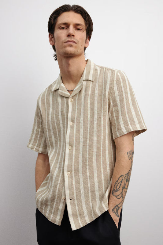 Men’s Regular Fit Textured Resort Wear Short Sleeve Shirt