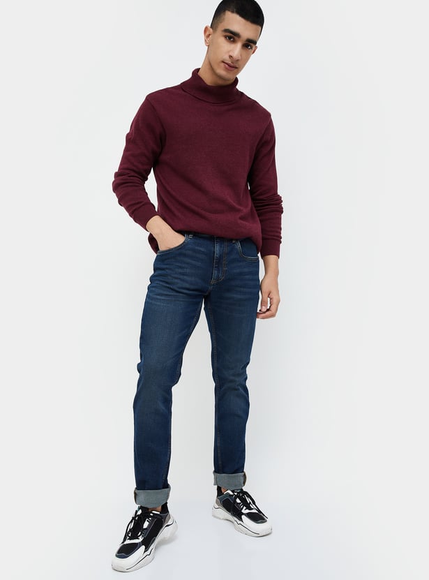 Classic Stonewashed Slim Tapered Jeans Durable Comfortable Denim Pants for Men